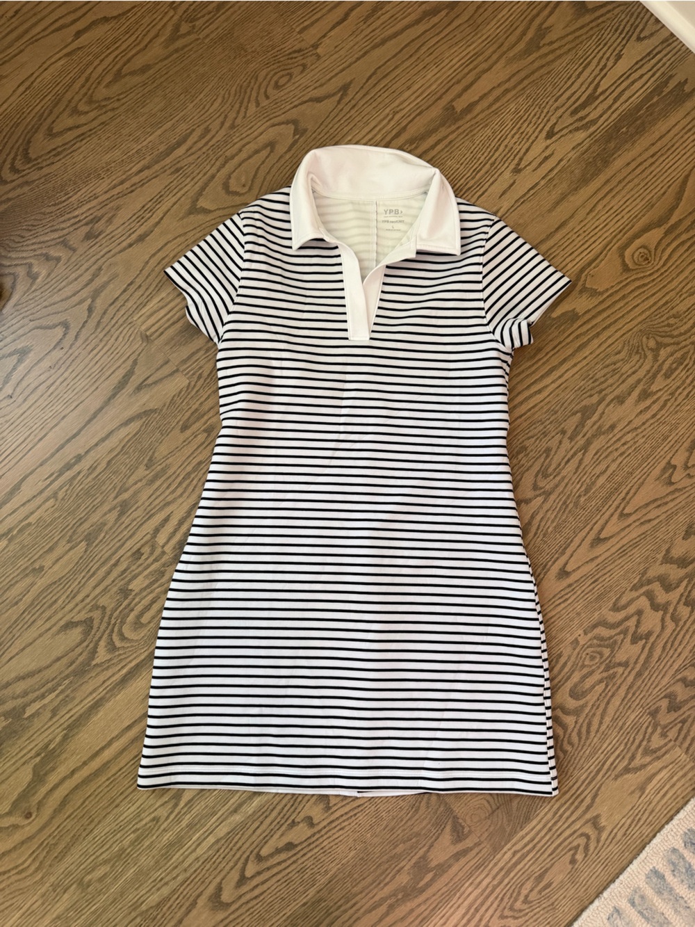 Abercrombie & Fitch White and Black Striped Polo Dress